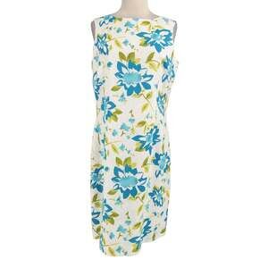 Vintage Linen Floral Sheath Dress by Madison Studio Size 10